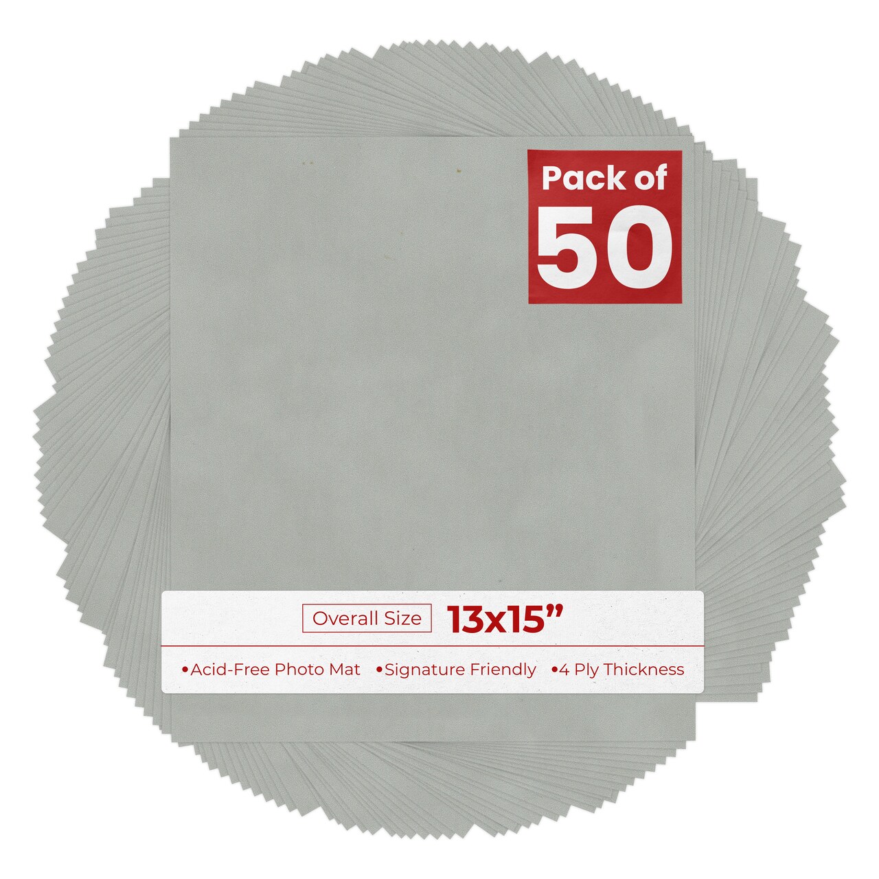 Light Grey Suede 13x15 Uncut Mat Board - Blank Sheets, No Opening